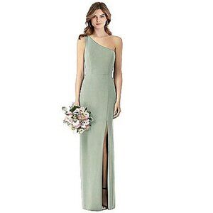 NEW Social Bridesmaids Seagrass One Shoulder Slit Formal Full Length Dress P2801